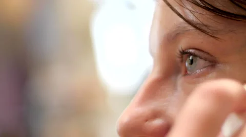 Makeup artist making up model extreme closeup 스톡 동영상 59729095