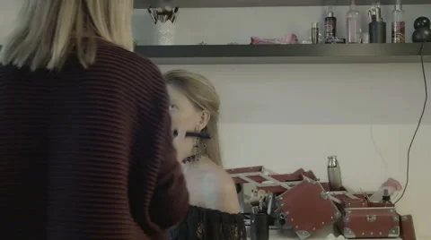 Makeup artist preparing bride before the wedding in a morning Stock Footage 67960984