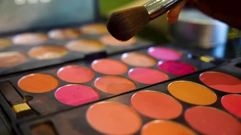 Makeup artist selecting blush Stock Footage 325768505