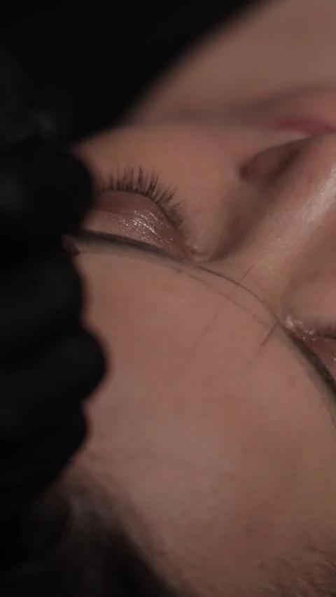 Makeup Artist Sketching Brows with Pencil Stock Footage 300481065