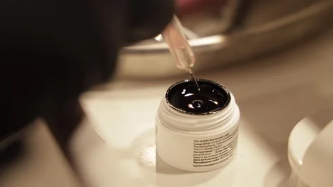 Makeup Artist Taking Gel to Dye Nails Stock Footage 300485079