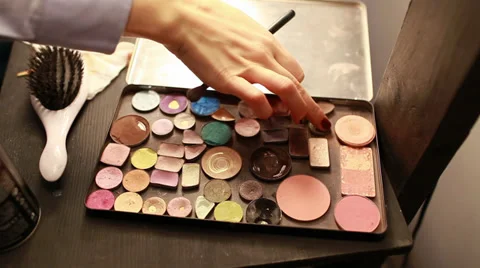 Makeup artist tools and cosmetics Stock Footage 29680270