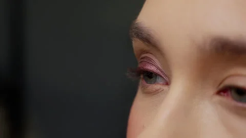 Makeup Artist at Work on Eye Makeup Stock Footage 263883127