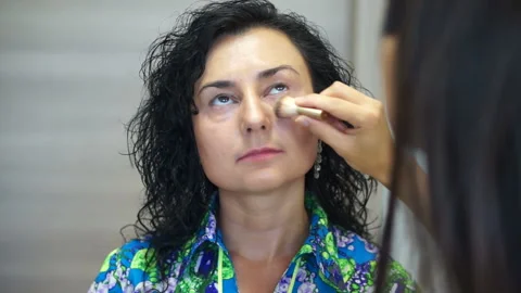 Makeup artist at work Stock Footage 98481844