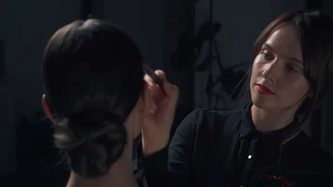 Makeup artist at work Stock Footage 111368347
