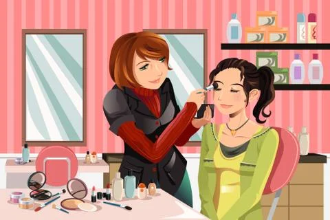 Makeup artist at work Stock Illustration