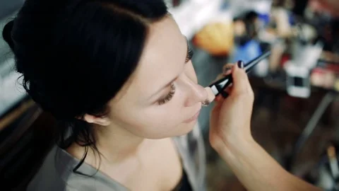 Makeup artist at work.Bride's make-up. Stock Footage 84804884