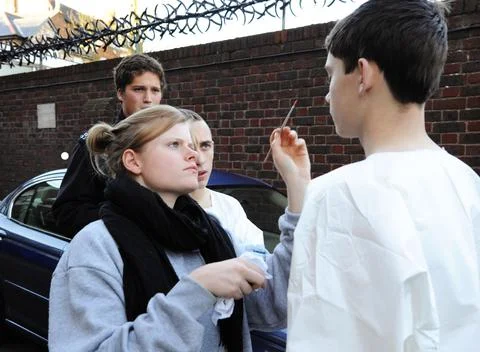 Makeup Artist Working With an Actor. Stock Photos