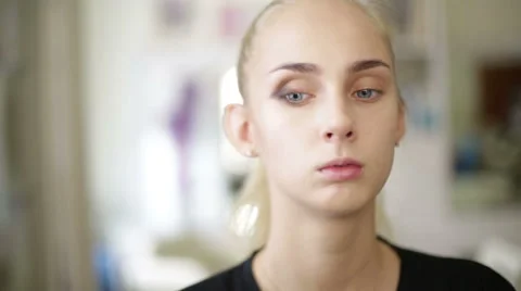 Makeup artist works on a model Stock Footage 68014893