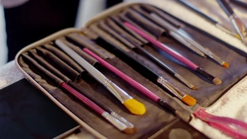 Makeup Artist's Brushes 库存影片 103113094