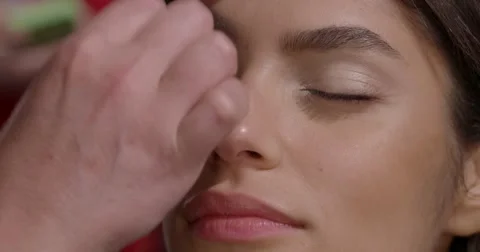 Makeup of Beautiful model Stock Footage 56696782