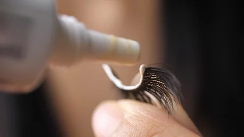 Makeup beauty black long false eyelash Stock Footage 92079707