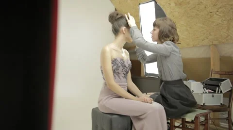 Makeup beauty process in studio Stock Footage 59983853