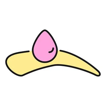 Makeup blender sponge holding pink foundation droplet icon Stock Illustration