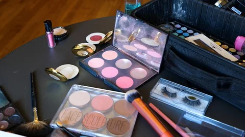 Makeup the bride on the wedding day in the beautiful room Stock Footage 129768668
