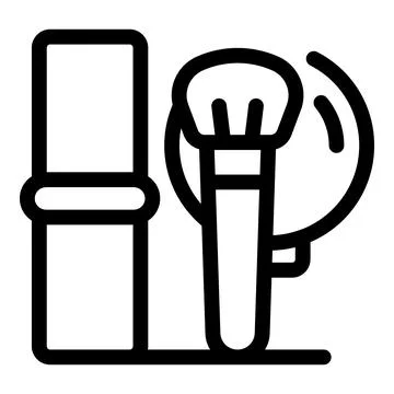 Makeup brush and compact powder creating beauty routine icon Illustrazione stock