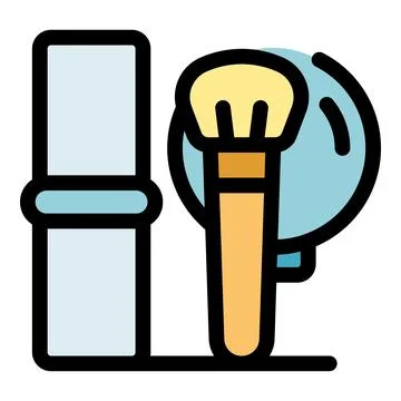 Makeup brush and compact powder, essential beauty tools for flawless skin Illustrazione stock