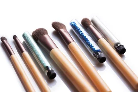 Makeup brush and cosmetics Stock Photos