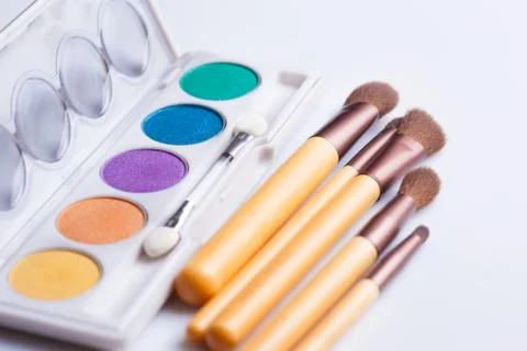 Makeup brush and cosmetics Stock Photos