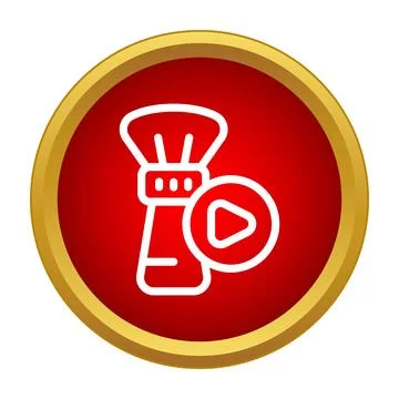 Makeup brush and play button icon video tutorial Stock Illustration