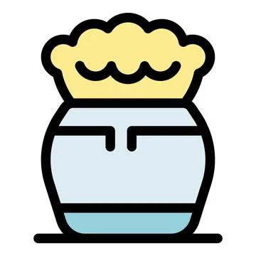 Makeup brush applying foundation or powder, beauty tool for flawless skin 库存插图