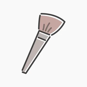 Makeup brush cartoon flat line art. Stock Illustration