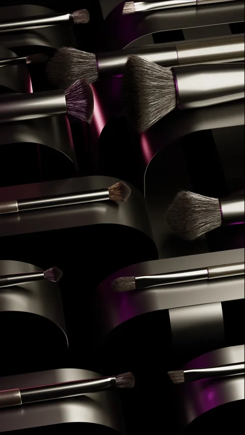 Makeup Brush Conveyor Sequence Stock Footage 342086814