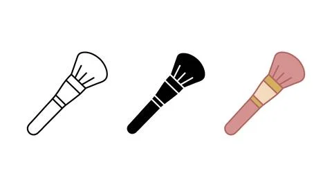 Makeup brush cosmetic tool icon set Stock Illustration