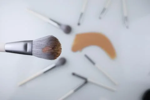 Makeup brush cream Foundation for face Stock-Fotos