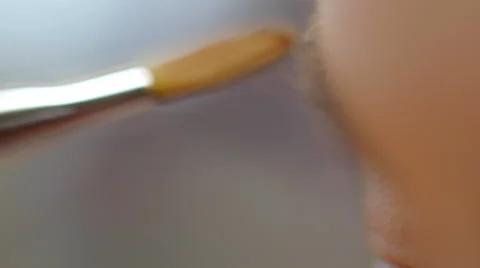 Makeup brush on eye macro 스톡 동영상 59730710