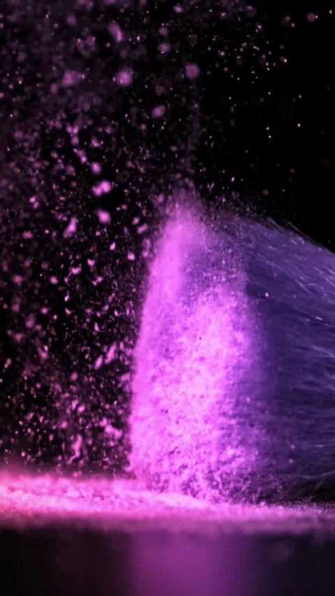 The makeup brush falls on the table. Filmed on a high-speed camera at 1000 fps Stock Footage 335373356