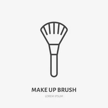 Makeup brush flat line icon. Beauty care sign, illustration of make up artist Stock Illustration