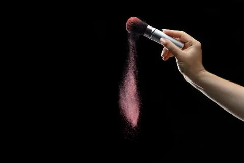 Makeup Brush with holi paint Stock Photos