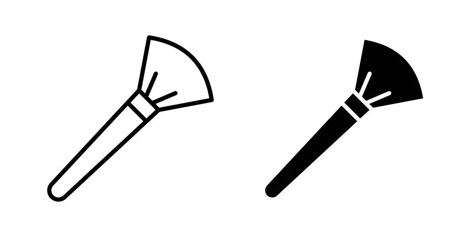 Makeup brush icon solid, line, and editable vector set.. Stock Illustration