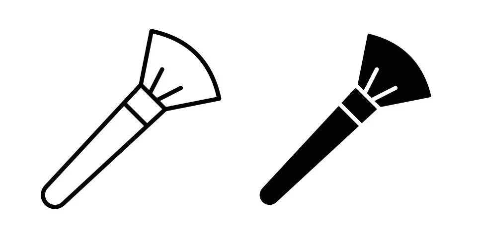 Makeup brush icon solid, line, and editable vector set. Stock Illustration
