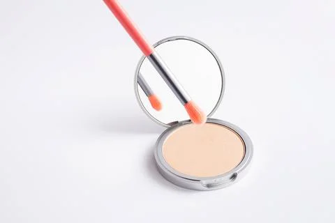 Makeup brush picks eyeshadow. Makeup product Stock Photos