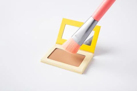 Makeup brush picks eyeshadow. Makeup product Stock Photos