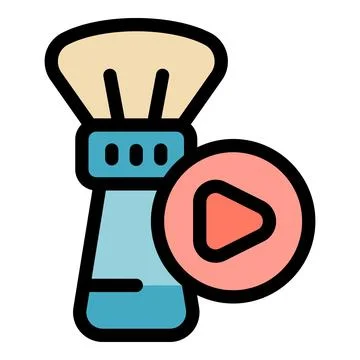 Makeup brush with play button showing makeup tutorial video Stock Illustration
