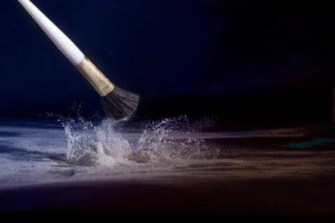Makeup brush with powder Stock Photos