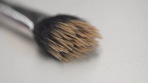 Makeup Brush with Selective Focus in 4K Slow Motion Stock Footage 122576105