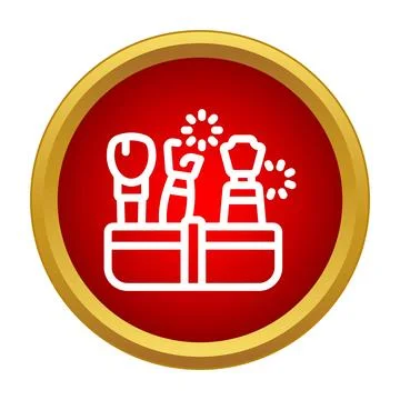 Makeup brush set in container with sparkles icon Stock Illustration
