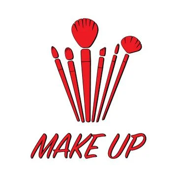 Makeup brush set Stock Illustration