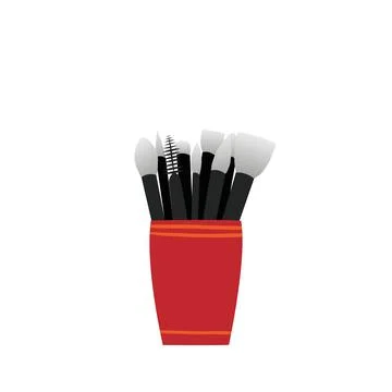 Makeup brush set Stock Illustration