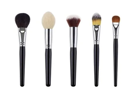 Makeup brush set. Isolated. White background Stock Photos