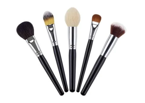 Makeup brush set. Isolated. White background Stock Photos