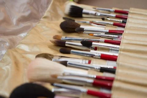Makeup brush set Stock Photos