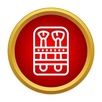 Makeup brush set in red and gold icon Stock-Illustration