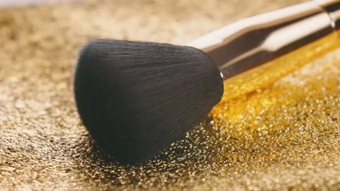 Makeup brush shot close-up Stock Footage 207730240