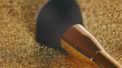 Makeup brush shot close-up Stock Footage 210779902