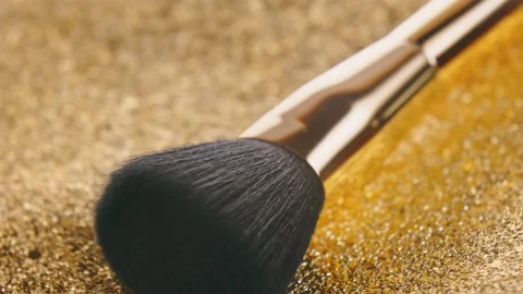 Makeup brush shot close-up Stock Footage 212538307
